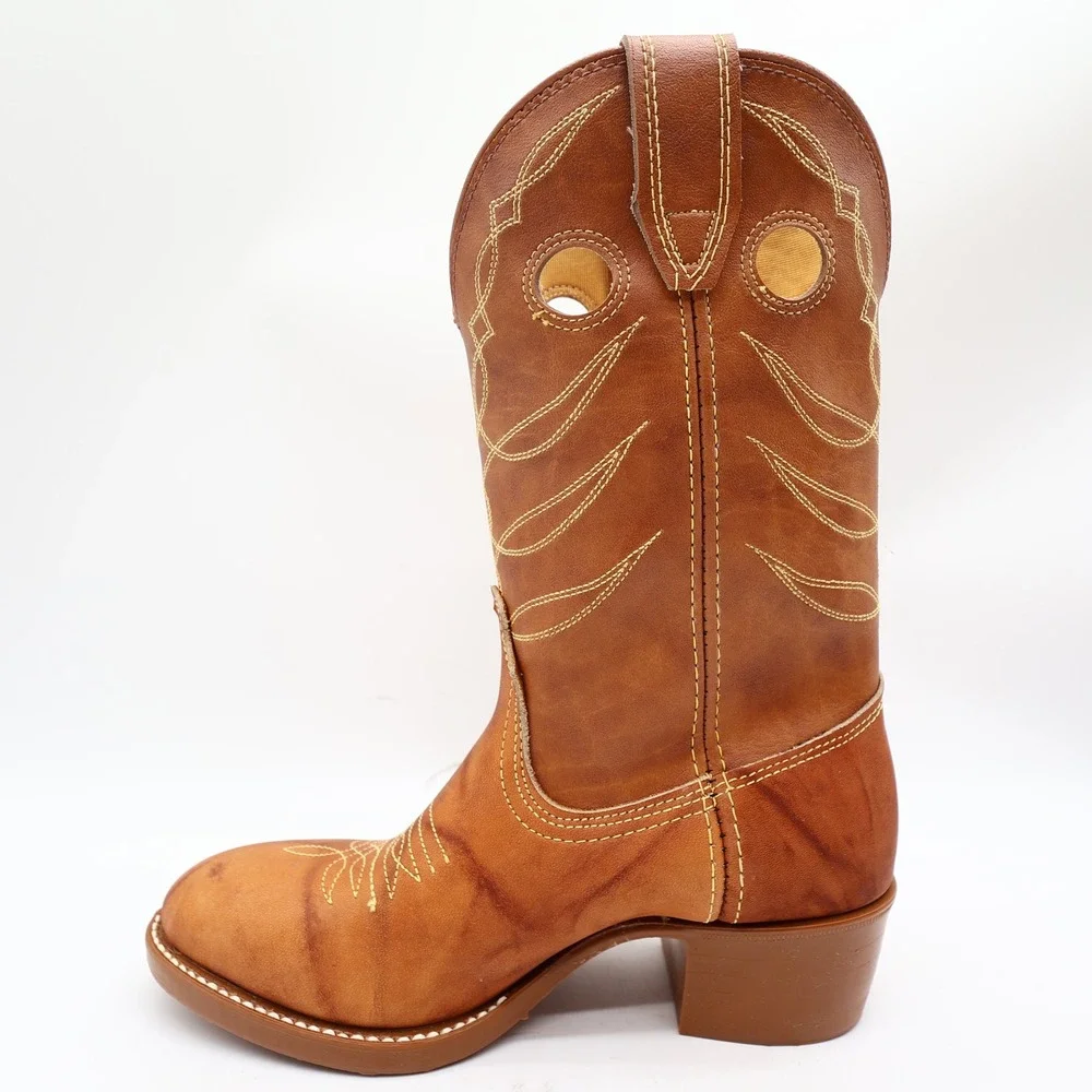 Acme Vintage Cowboy Boots Kids 3.5 D Russet Driftwood Leather New In Box
